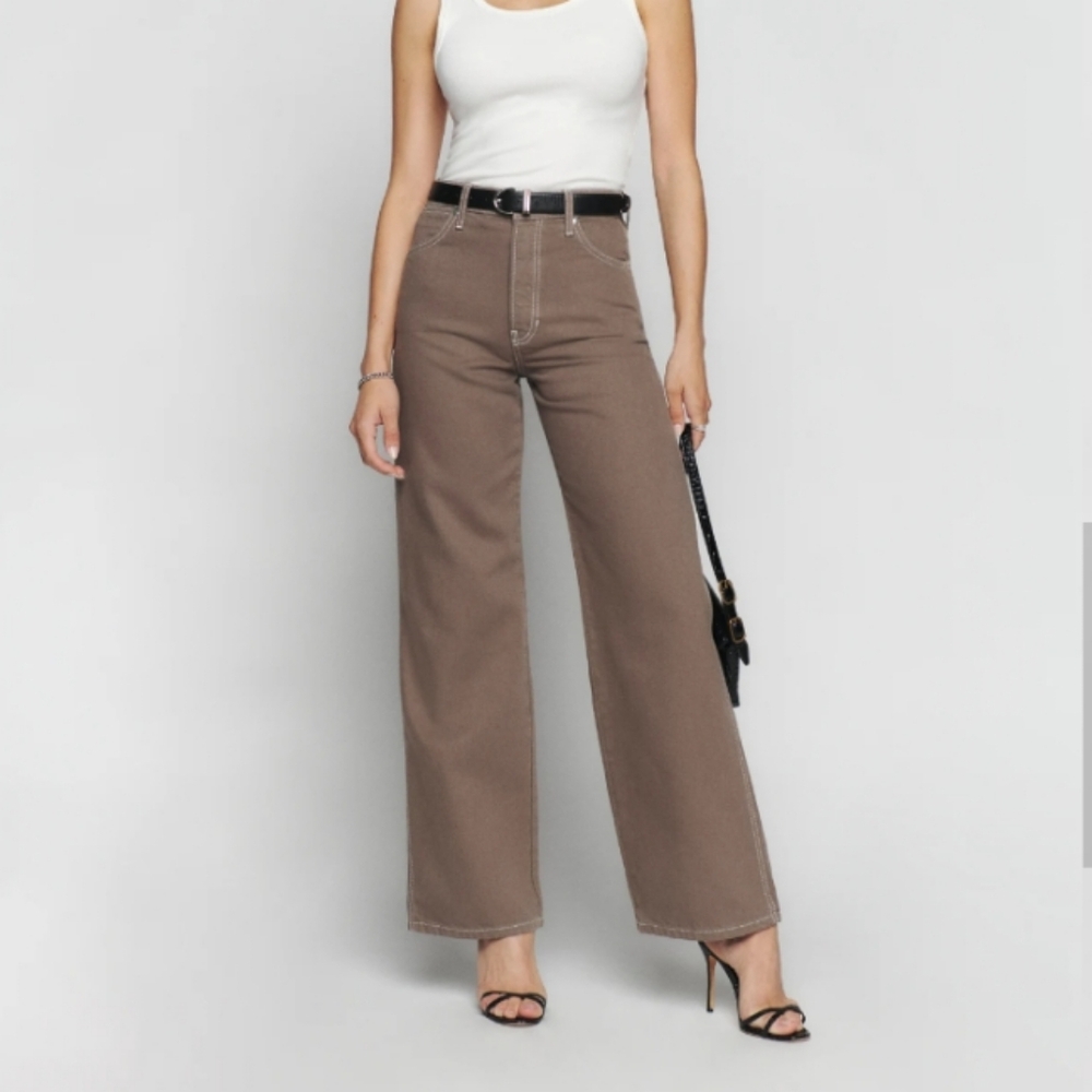 Reformation Cowboy High Rise Wide Leg Brown Women Jeans Size 27